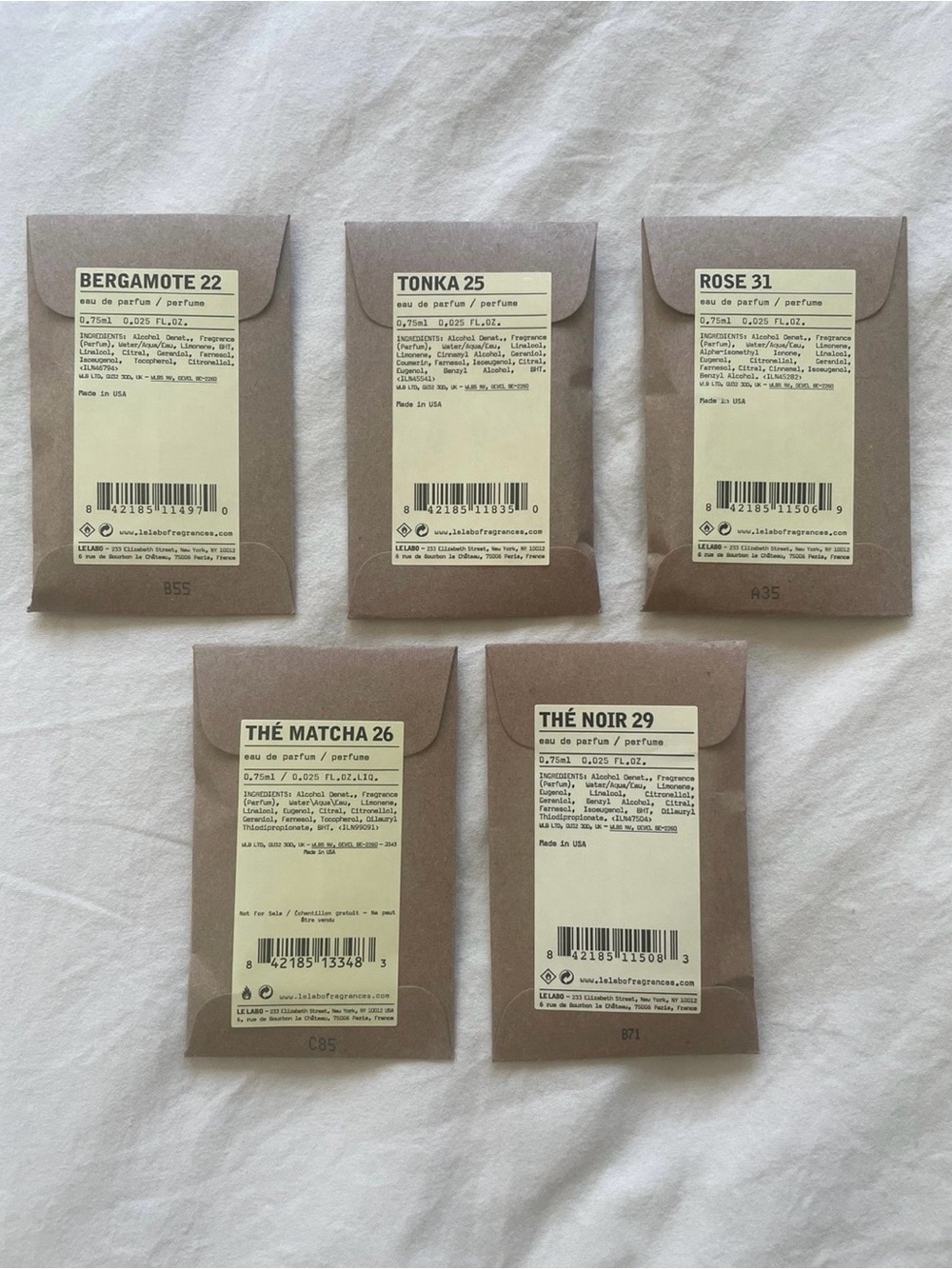Le Labo EAU DE PARFUM x5 samples